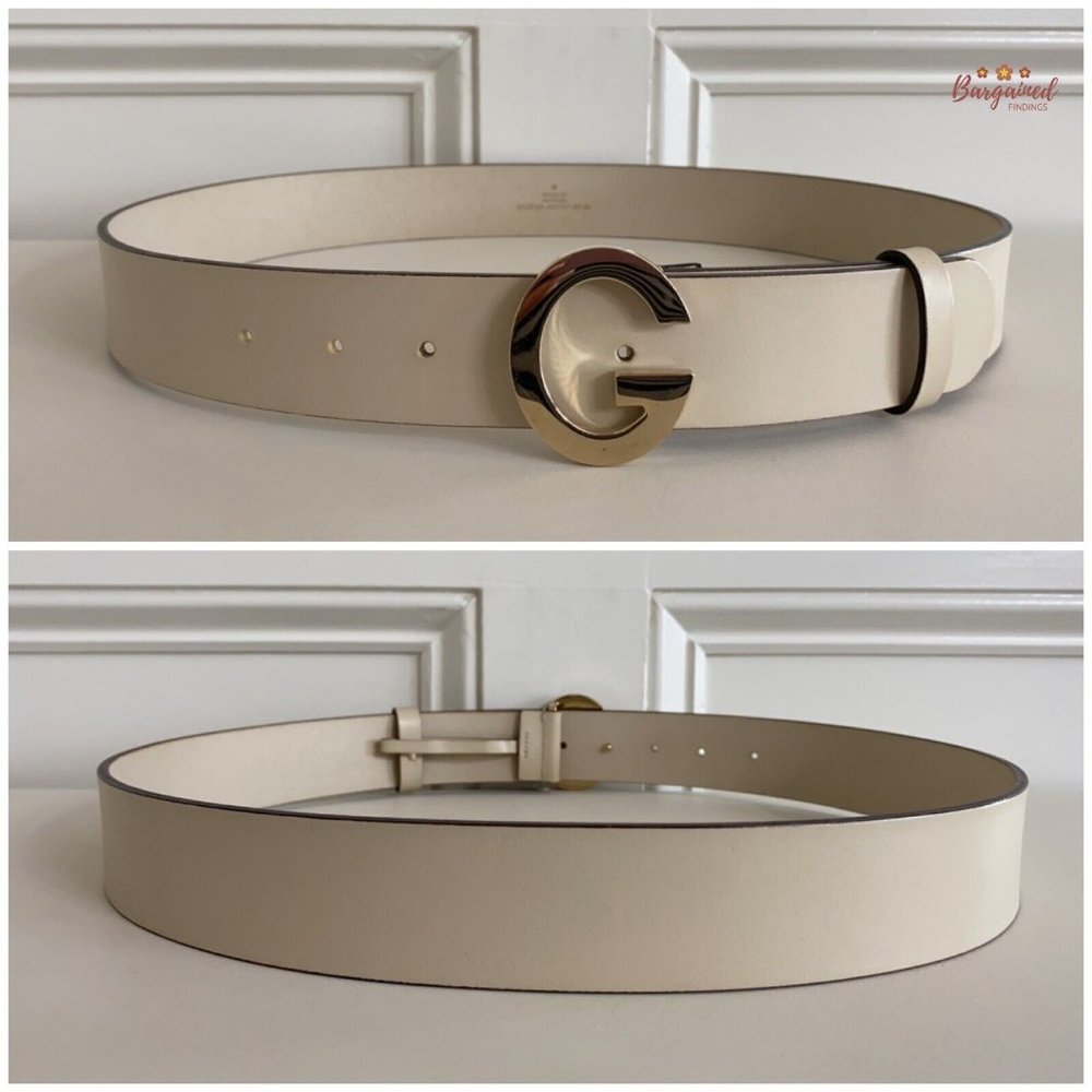 Authentic Gucci Vintage Cream Leather Gold G Logo Buckle Belt Size 95/38 - Picture 5 of 14